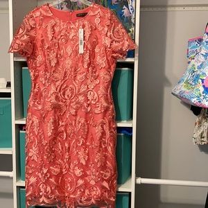 Salmon lace overlay silk dress Preston&york